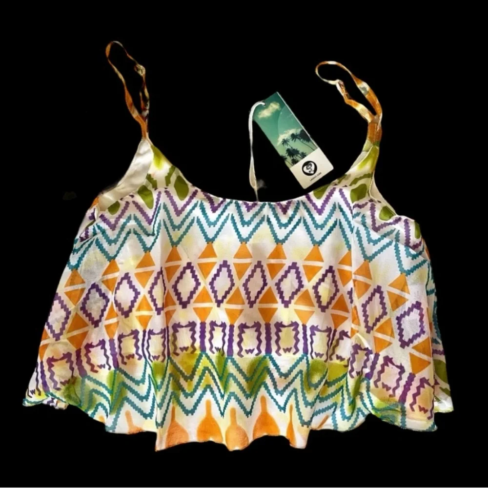 ⛔️SOLD⛔️ LAGACI Crop Top - Chiffon, Built-in Bra, Adj Straps - Sz M NWT - Picture 2 of 13